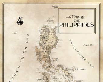 Carte des Philippines / Inspiré de Tolkien / Livraison gratuite aux États-Unis