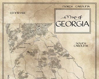 Carte de la Géorgie / Inspiré de Tolkien / Livraison gratuite aux États-Unis