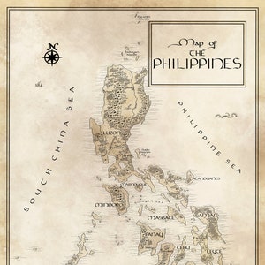 Die Philippinen Landkarte / Tolkien inspiriert / Kostenloser Versand in den USA