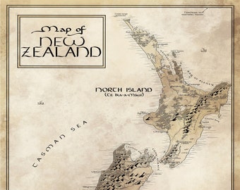 Nouvelle-Zélande / Tolkien Style / Livraison gratuite aux États-Unis