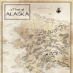 Alaska Map / Tolkien Inspired / Free US Shipping