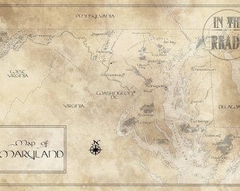 Maryland Map / Tolkien inspiriert / Kostenloser Versand in die USA