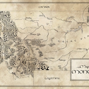 Mapa de Montana inspirado en Tolkien, envío gratuito a EE. UU.