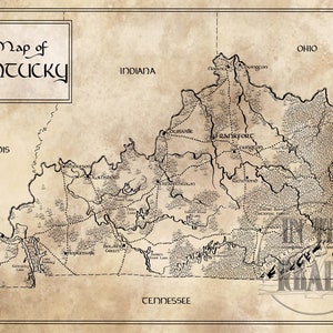 Kentucky Landkarte / Tolkien inspiriert / Kostenloser Versand