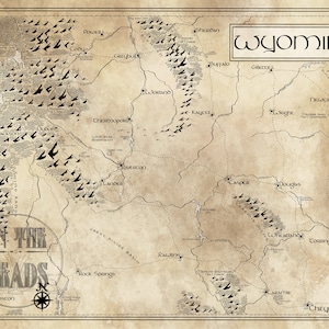 Carte du Wyoming / Inspiré de Tolkien / Livraison gratuite aux États-Unis
