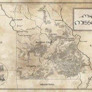 Carte du Missouri / Inspiré de Tolkien / Livraison gratuite aux États-Unis