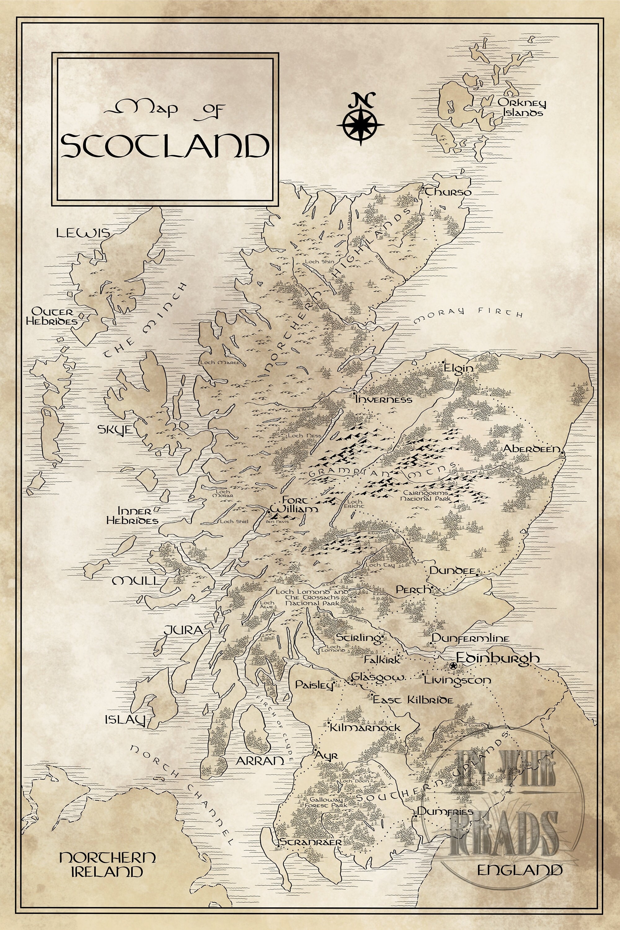 スコットランド地図  トールキンにインスパイア  米国送料無料 - Etsy 日本