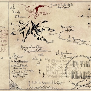 Thorin's Map / The Lonely Mountain / Free US Shipping