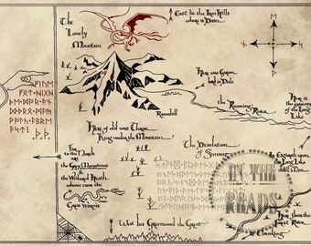 Thorin's Map / The Lonely Mountain / Free US Shipping