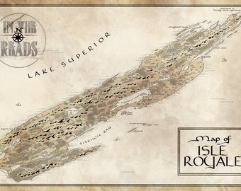 Isle Royale Karte / Tolkien inspiriert / Kostenloser US Versand