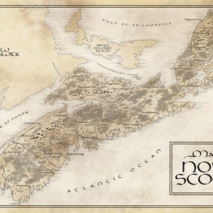 Nova Scotia Karte / Tolkien inspiriert / Kostenloser Versand in den USA