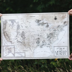 Usa Landkarte / Tolkien inspiriert / Kostenloser VERSAND