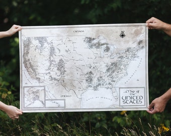 United States Map / Tolkien Inspired / Free US Shipping