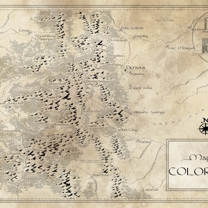 Carte du Colorado / Inspiré de Tolkien / Livraison gratuite aux États-Unis