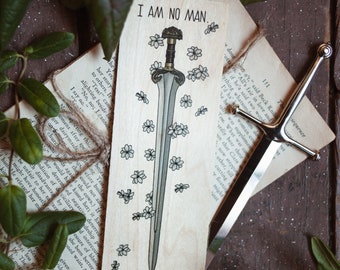 Marcador de livros de madeira com a inscrição "Nenhum Homem" / Dupla Face / Frete Grátis para os EUA