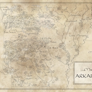 Carte de l'Arkansas / Inspiré de Tolkien / Livraison gratuite aux États-Unis