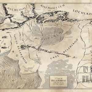Fantasy Karte von Beleriand / kostenloser US-Versand