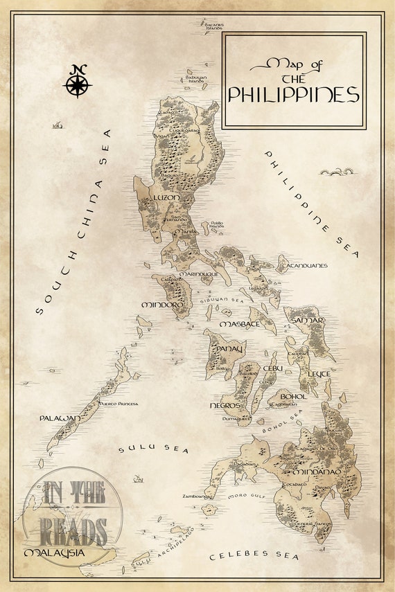 The Philippines Map Tolkien Inspired Free Us Shipping Etsy