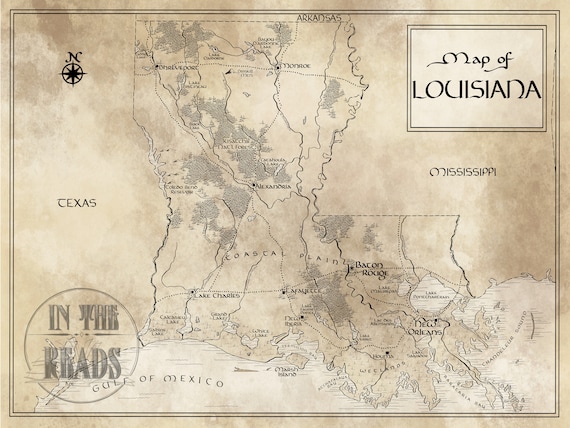 Free Map Of Louisiana Louisiana Map / Tolkien Inspired / Free Us Shipping | Etsy Uk