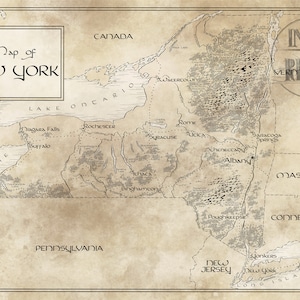 Carte de New York / Inspiré de Tolkien / Livraison gratuite aux États-Unis