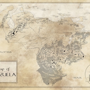 Venezuela Karte / Tolkien Inspiriert / Kostenloser US Versand