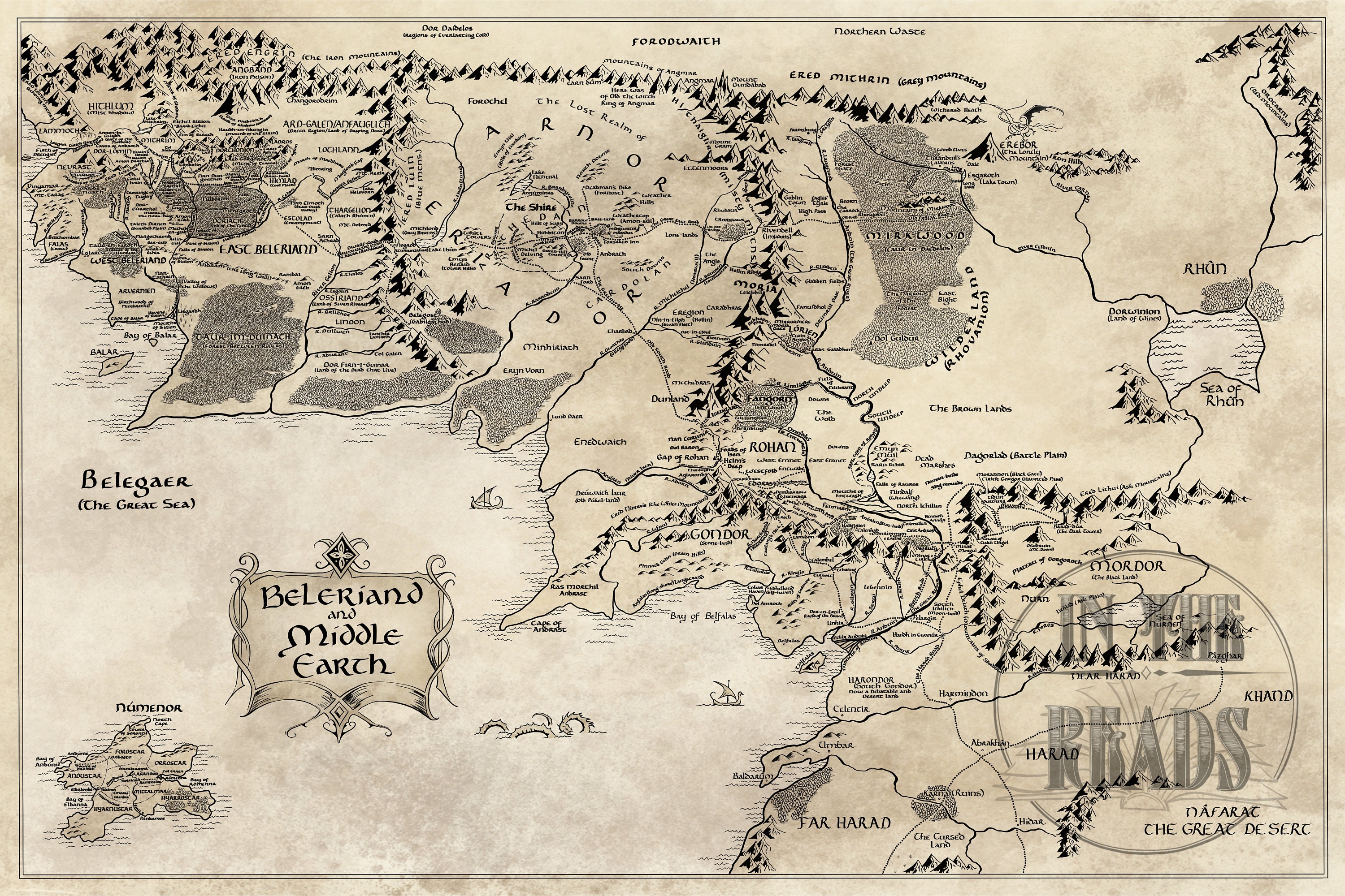 Map of Beleriand (Usefull when reading Silmarillon or tolkien books) Made  w/ Inkarnate. Thanks : r/TheSilmarillion