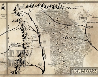 Fantasy Map of Mirkwood / Free US Shipping