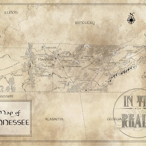 Tennessee Map / Tolkien inspiriert / Kostenloser Versand