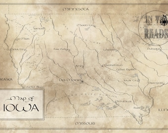 Mapa de Iowa / Inspirado em Tolkien / Frete grátis para os EUA