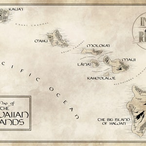 Carte d'Hawaï / Inspiré de Tolkien / Livraison gratuite aux États-Unis