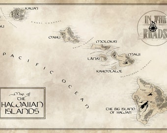 Hawaii Karte / Tolkien inspiriert / Kostenloser Versand in die USA