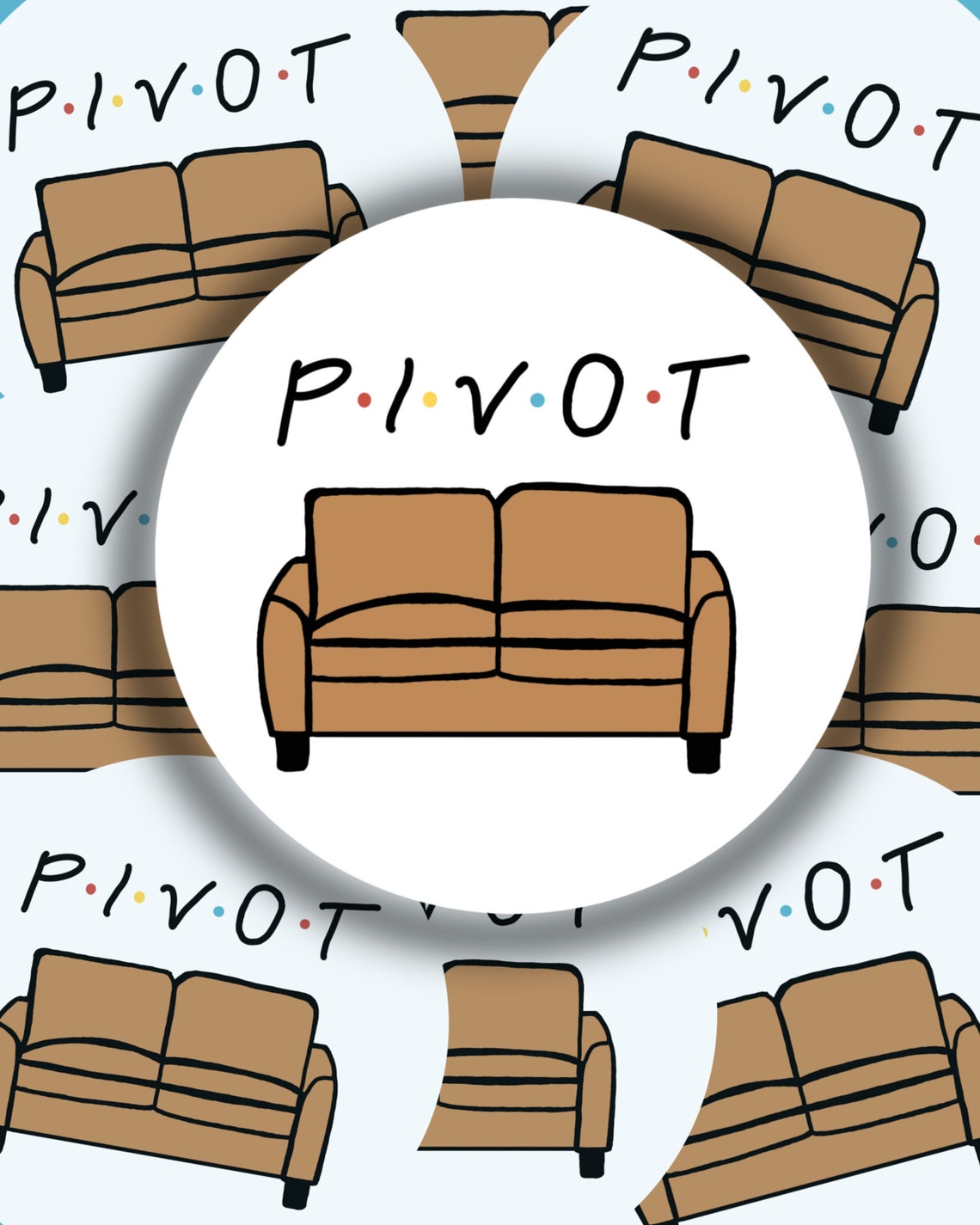 FRIENDS Pivot Couch Sticker Handmade Waterproof Glossy Etsy