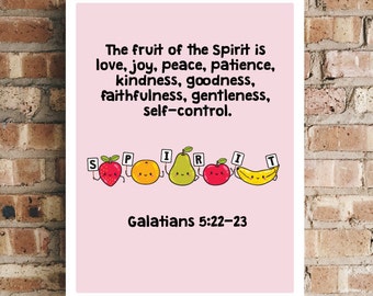 Fruit of the Spirit - Love, Joy, Peace, Patience, Kindness, Goodness, Gentleness, Self control Bible Verse Wall Art, Nursery Wall Art