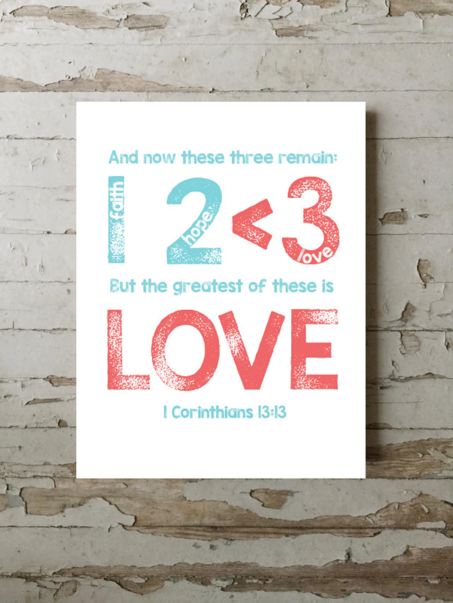 Greatest Love 1 Corinthians 13:13 Bible Verse Art Scripture | Etsy