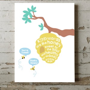 Use Kind Words Proverbs 16:24 Sweet Honey Bees Bible Verse Wall Art Scripture Prints image 3