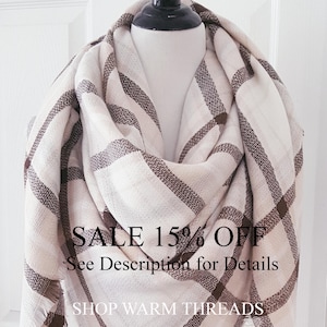 Monogrammed Scarf, Plaid Blanket Scarf, Blanket Scarf, Plaid Scarf, Gift For Her, Oversized Blanket Scarf, Plaid Scarf, Christmas Gifts