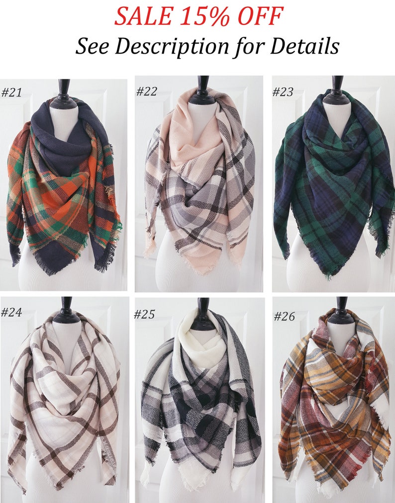 Gift for Her Plaid Blanket Scarf Bridesmaid Blanket Scarf Etsy