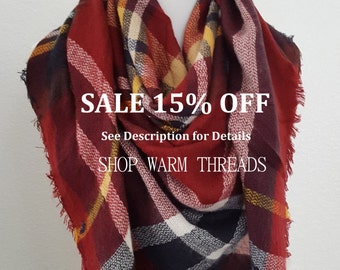 Blanket Scarf, Plaid blanket scarf, Tartan plaid scarf, Triangle scarf, Tartan scarf, Oversized scarf, Oversized plaid scarf, monogrammed