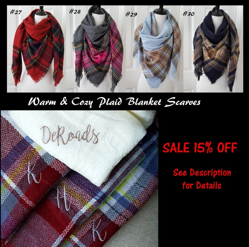 Gift for Her Plaid Blanket Scarf Bridesmaid Blanket Scarf Etsy