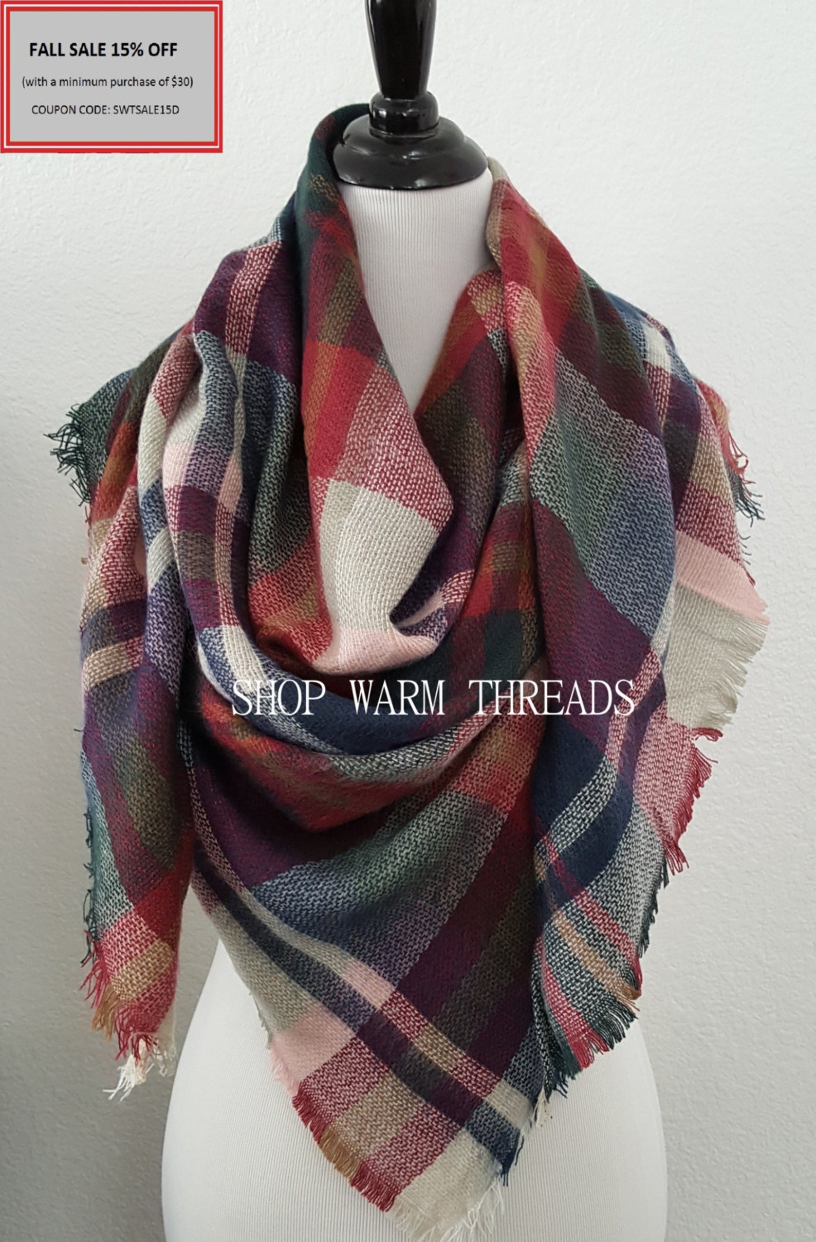Blanket Scarf Plaid Blanket Scarf Tartan Plaid Scarf Etsy
