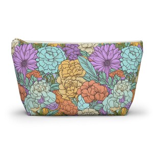 Floral Zipper Pouch, Accessory Pouch, Flower Print Bag, Small Makeup Bag, Organizer, Travel Pouch, Boho Floral