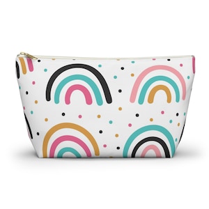 Boho Rainbow Zipper Pouch, Accessory Pouch, Makeup Organizer, Small Pouch, Travel Case, Bohemian Gift