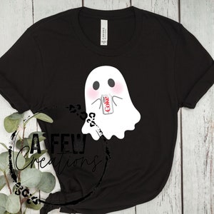 Soda Drinking Ghost Tee, Unisex Short Sleeve Shirt, Halloween Tee, Soda Lover Gift