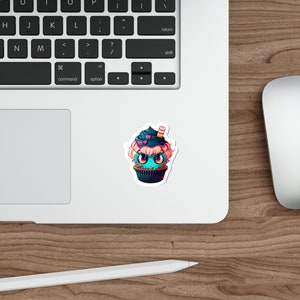 Die-Cut Sticker Kawaii Cupcake, Steampunk Theme, Cute Cupcake Decal, Laptop Sticker, Water Bottle Sticker, Fun Design