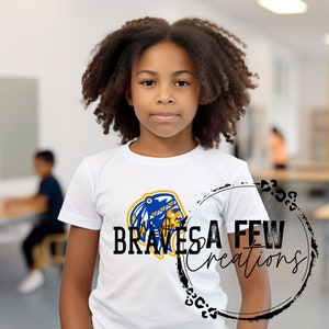 AFewCreationsLLC Community Braves Youth Short Sleeve Tee, Team Spirit Shirt, Sports Fan Apparel, Kids Gift, School Spirit Jersey