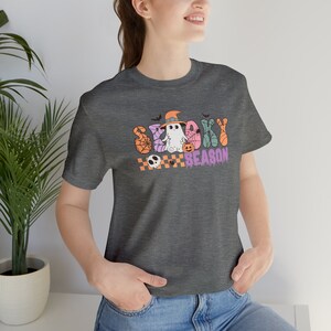 Unisex Jersey Short Sleeve Tee, Retro Spooky Season Shirt, Halloween Gift, Vintage Inspired Top