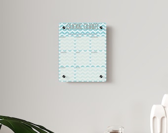 Blue Chevron Acrylic Wall Daily Chore Chart - Kids Chore Organizer, Chore Tracker, Chore Board, Home Decor Gift