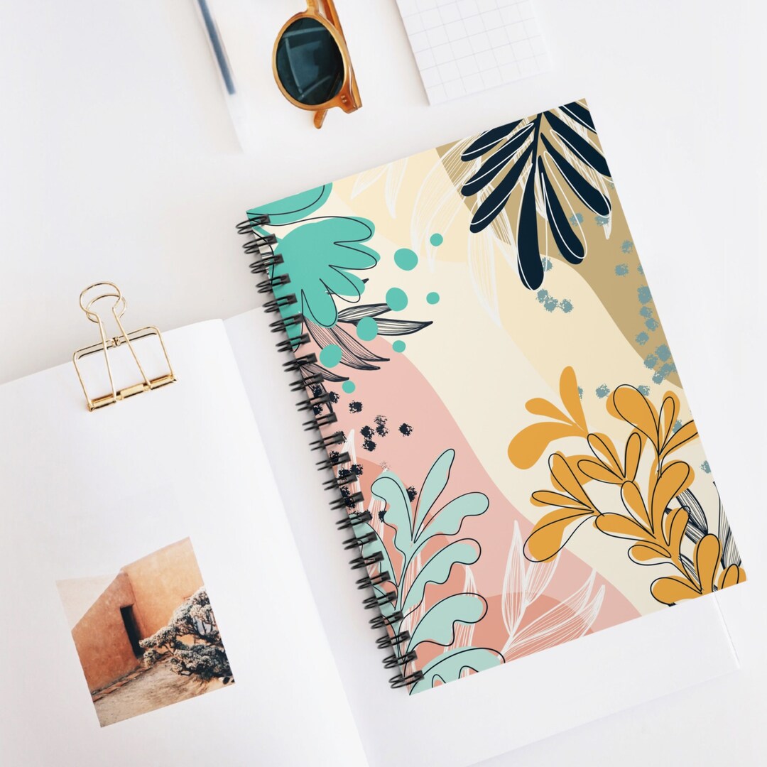 Modern Retro Floral Spiral Notebook - Ruled Line - Etsy