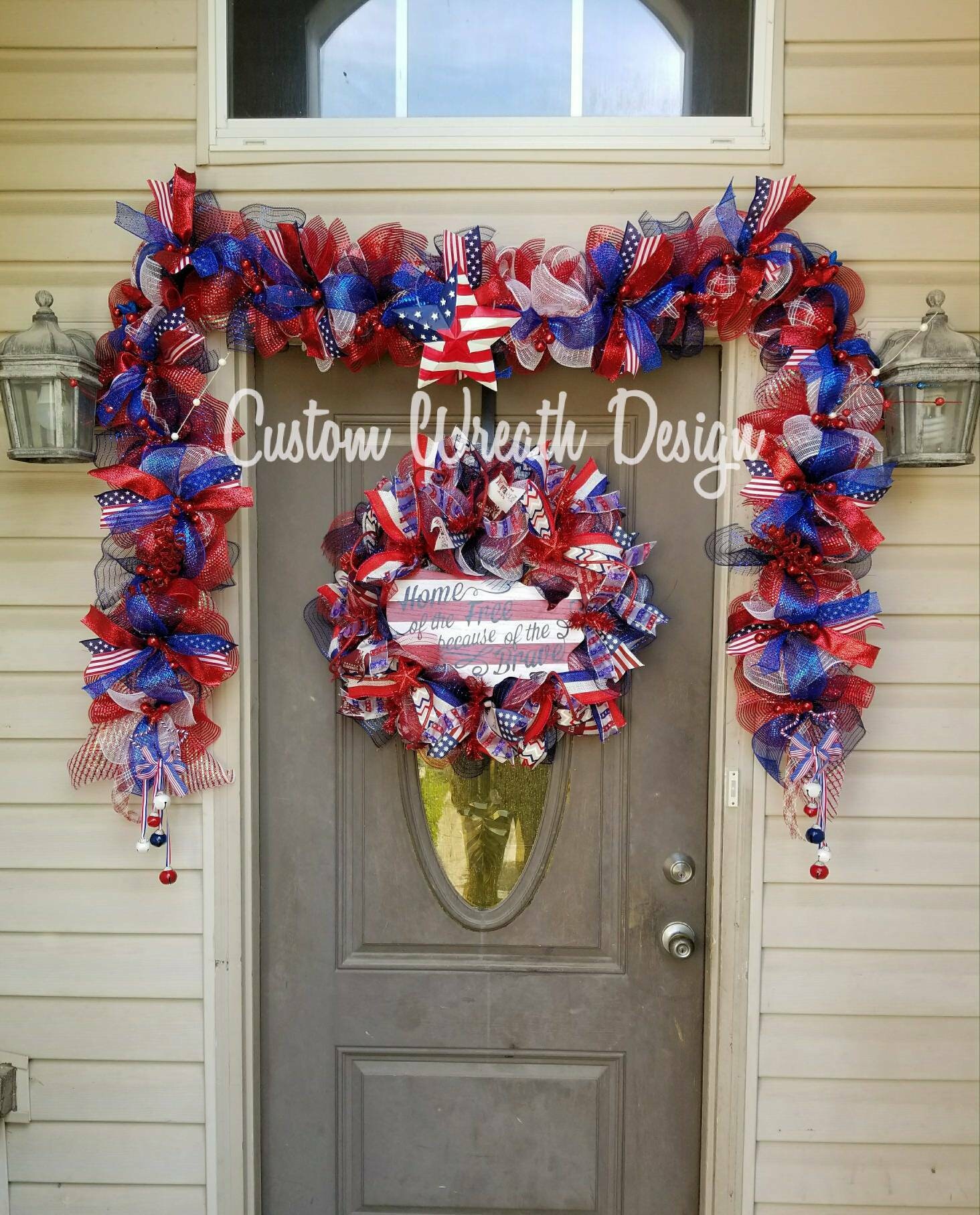 Patriotic Garland Patriotic Wreath 4th of July Garland Etsy