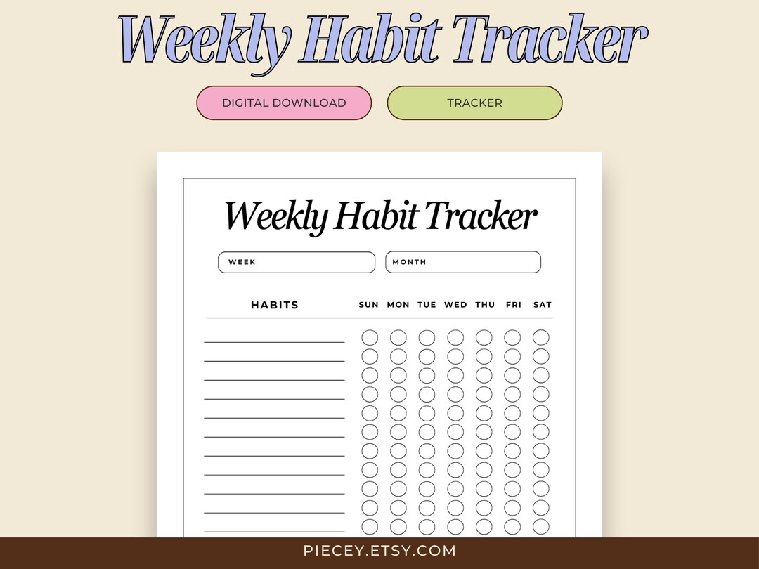 Weekly Habit Tracker Printable Weekly to Do List Weekly Check List